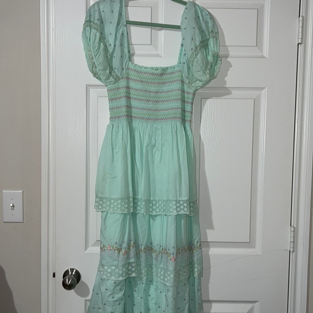 Loveshackfancy green maxi dress